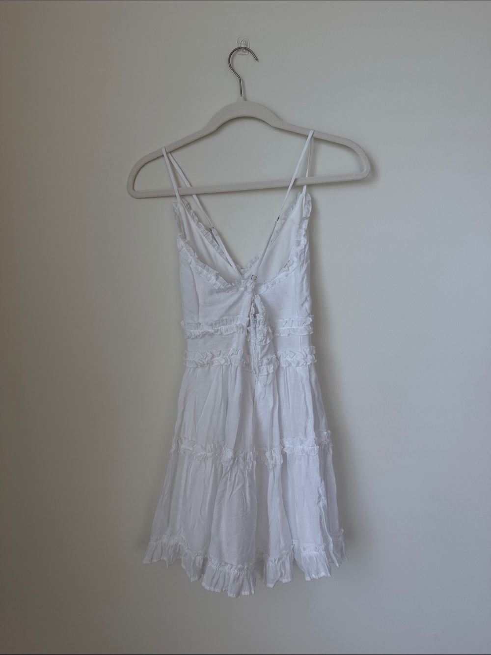 White Ruffle Mini Dress - Picture 2 of 3